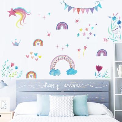 China Hand Painted Baby Wall Flag Color Rainbow WALL STICKER WALL STICKER Watercolor Room Kindergarten Nursery Cartoon Wall Decor stickers for sale