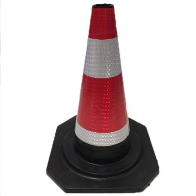 China Roadway Safety Signs 50*35*35cm Factory Road Construction Wholesale Roadblock Barrel Equipment Safety Sign Traffic Reflective Rubber Cone for sale