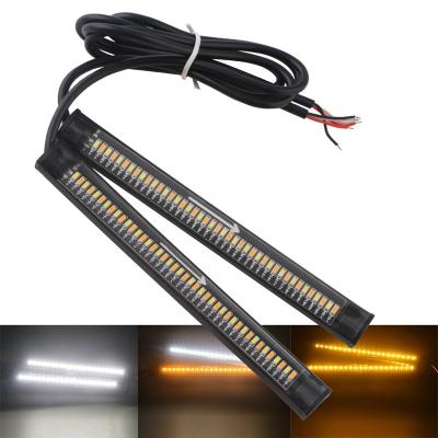 China Turn To Universal Motorcycle Always Bright Flexible Tail Light Led Strip Waterproof Led Turn Brake Signal 42 SMD Indicator Light White And Amber for sale