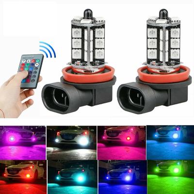 China Fog Lights 16Color RGB H4 H11/H8/H9 9005 9006 LED Bulbs With IR Wireless Remote For Fog Light Driving Lamp 27SMD 5050 Car Modified Lights for sale