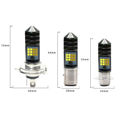 China Led Fog Light Dual Color High Low Beam H4 H6 Motorcycle Led Headlight BA20D P15D PX15D Motor Bicycle Front Fog Lamp 3030 24smd for sale