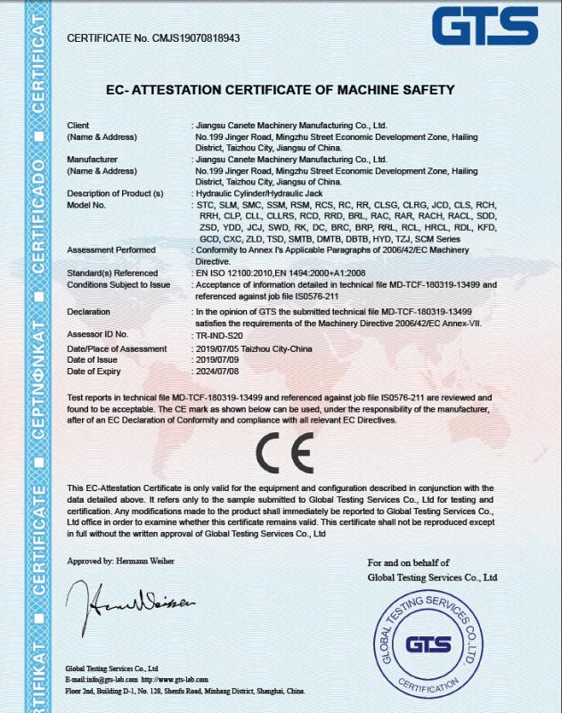 CE - Jiangsu Canete Machinery Manufacturing Co., Ltd.