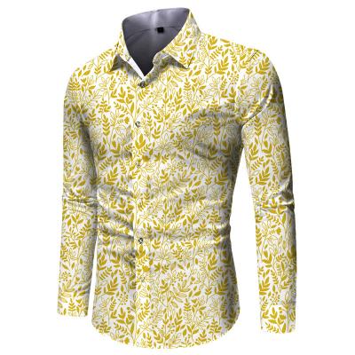 China Wholesale Men's Anti-Shrink Printed Lapel Striped Print Plus Size Shirt Men's Long Sleeve Shirts for sale