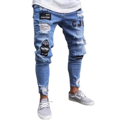 China Breathable Wholesale Mens Blue Jeans Designers Pantalones Ripped Skinny Denim Pants Slim Mens Jeans for sale