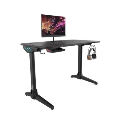 China Black Extendable Steel Frame Gaming Chair Table Computer Black Wood Internet Cafe Game Table for sale