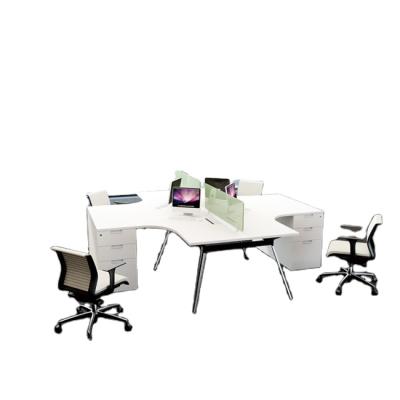 China Modern White Office 4 People Office Workstation Computer Desk With Glass Screen MS-05 for sale