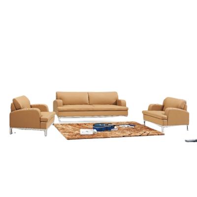 China Modern Classic Color Design Leather Office Sofa Sets With Stainless Steel Sofa Legs for sale