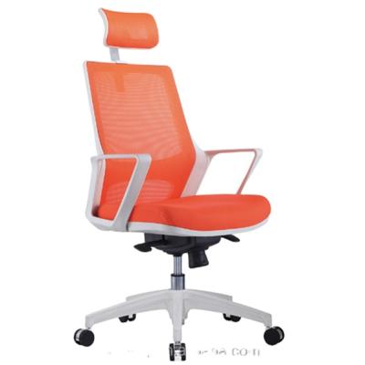 China 2017 White Orange Convertible Armrest Office Manager Mesh Chair With Wheels Parts for sale