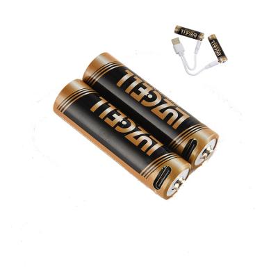 China Toys Bateria Seca Never Leaking 4pcs 1.6V AA Battery Dry Cell USB Rechargeable Reusable Charging Port for sale