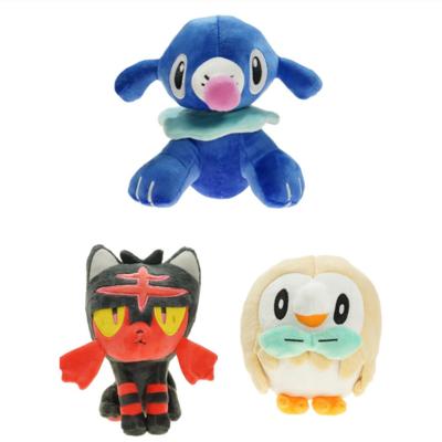 China 3 Plush Wholesale Toy Stuffed Pokemon Plush Toys of 3 18CM Pokemon Litten Popplio Rowlet for sale