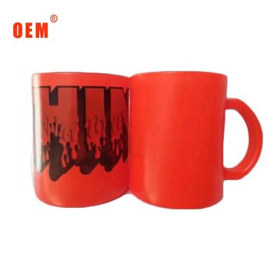 China Viable Black Color Change Sublimation Tempered Glass 11oz Coffee Mug Magic Mug for sale