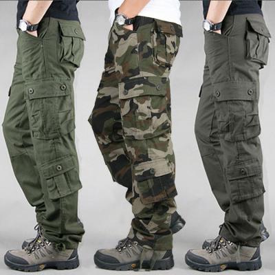 China Anti-Wrinkle Outdoor Men Hiking Streetwear Camouflage Ripstop Loose Pants Plus Size Tactical Cargo Pants For Custom With Multi Pockets for sale