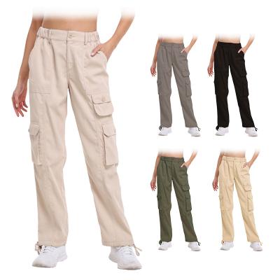 China Custom Women Anti-Wrinkle Loose Work Trousers Outdoor Casual Cargo Stretch Workout Rising Training Pants With 7 Pockets for sale