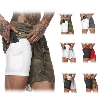 China Anti-Wrinkle Wholesale Gym Wear Cross Shorts Mens Fitness Workout Shorts Sports Running Shorts With Inner Compression Shorts For Men for sale