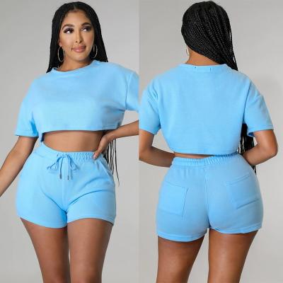 China Breathable Jogger Suit Set Custom Women Crop Tops Casual Jogging Sweat Shorts Suits Tracksuit Shorts Set for sale