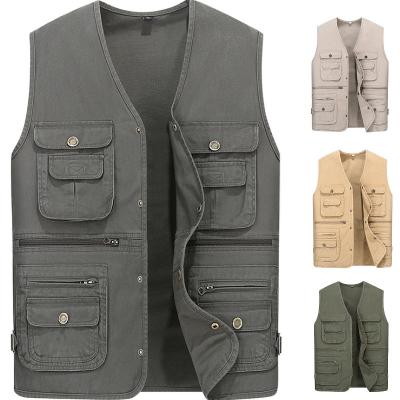 China Custom Wholesale Plus Size Anti-wrinkle Casual Men's Outdoor Fishing Vest Waistcoat Cargo Vest for sale