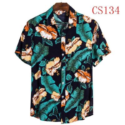 China Custom Unisex Summer Printed Floral Anti-wrinkle Logo T-shirt Beach Use Cotton Lapel Loose T Shirt For Women Men for sale