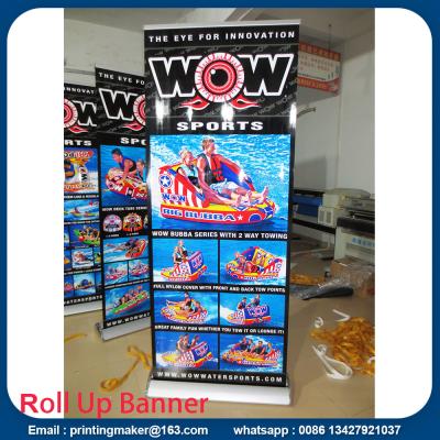 China Wide Base Aluminum Roll Up Stand with Printing for sale