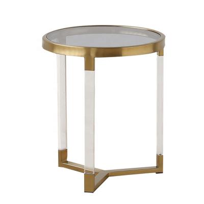 China Adler Jonathan Table Clear Acrylic Side Table Metal Stainless Steel Small Clear Acrylic Side Modern Round Glass Living Room Worktop for sale