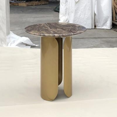 China Boca Do Lobo Popular Gold Marble Top Dining Table Side End Table Contemporary Luxury Round Corner Tables for sale