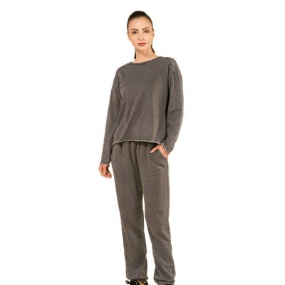 China Waterproof Home Style Plain Washed Women's Suit With Pullover And Pants for sale