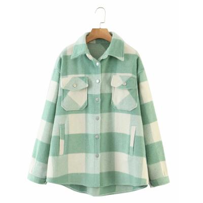 China 2021 Winter Hot Selling Women's Shacket Breathable Fashionable Wool Plaid for sale