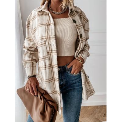 China 2021 Winters Shacket Breathable Hot Selling Fashionable Wool Plaid For Women for sale