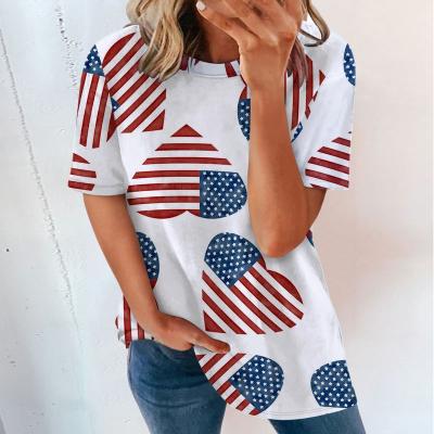 China Summer New Women's Independence Day National Flag Print Breathable Casual Loose Short Sleeve Top T-shirt For Women for sale