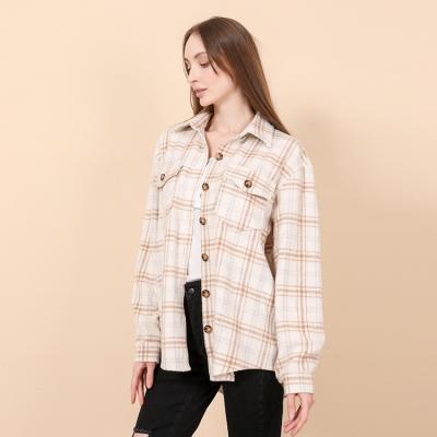 China Best Selling Breathable Fashion 2021 Winter Wool Shacket Classic Plaid For Women for sale