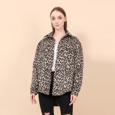 China Hot Selling Women's Fashion Breathable Leopard Print Single Breasted Shacket Loose Winter for sale