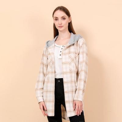 China Yiwu Factory Breathable Fashion Plaid Pattern Wholesale Fleece Shacket For Woman for sale