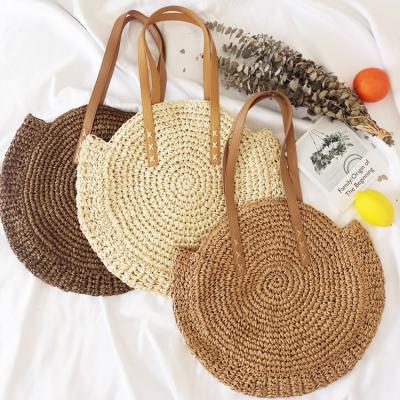 China Bohemian Fashion Handwoven Bag Bohemian Summer Vacation Beach Casual Bags Around Straw Beach Bag for sale