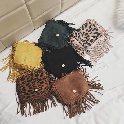 China Suede Cross - Body Shoulder Bag For New Children Kids Fashion Purse Suede Tassel Leopard Pattern Mini Shoulder Crossbody Bags for sale