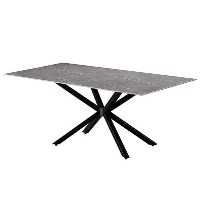 China Hot Selling High Quality Glass And Chrome Dining Table Durable Single Pointed Metal Dining Furniture X Dining Portable Folding for sale