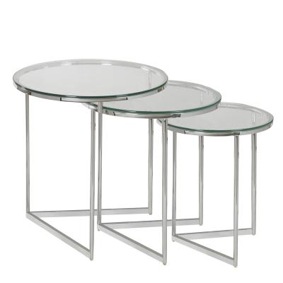 China Durable High Quality And Good Price Stainless Steel Glass End Table for sale