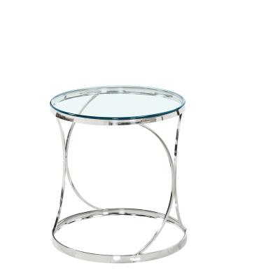 China Wholesale Durable High Quality Traditional Living Room Glass Furniture End Table Coffee End Set Modern Stainless Steel +tempered Glass for sale