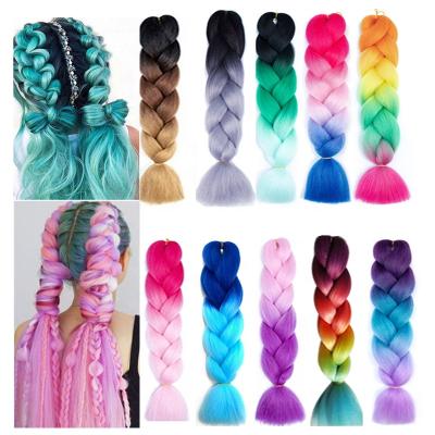 China I-Tip Hair 24 Inch 100g Rainbow Ombre Braiding Synthetic Hair Extensions For Cosplay Party Halloween Jumbo Braiding Hair for sale