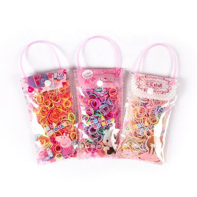 China Gift Soft Cartoon Hair Promotion Disposable Strong Elastic Hair Ties No Crease Rainbow Purse Elastic Bands for sale