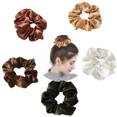 China Modern Minimalist Exquisite Creamy Silky Creamy Hair Ties Elastic Hair Bands Ponytail Holders For Women Girls Satin Hair Scrunchies for sale