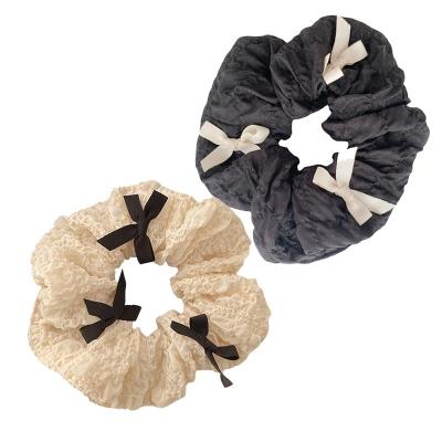 China Japan and Korean Style Hair Scrunchies Hair Bands for Women Girls Ponytail Holder with Bowknot Wrinkle Cloth Hair Scrunchies for sale