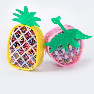 China Japan and Korean Rainbow Style Pineapple Strawberry Cartoon Fruit Handbag Gifts Girls Strong Elastic Hair Ties Wrinkle No Damage Kids Elastic Bands for sale