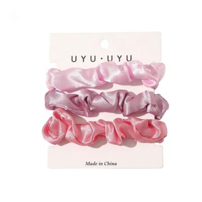 China Fashion 3pcs Set Ponytail Holders Classic Silky Hair Ties Hair Flips Accessories For Girls Satin Hair Scrunchies for sale