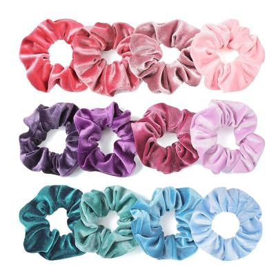 China Vintage Classic Elastic Hair Bands For Women Girls Soft Rainbow Ponytail Holder For Thick Hair Velvet Hair Scrunchies for sale