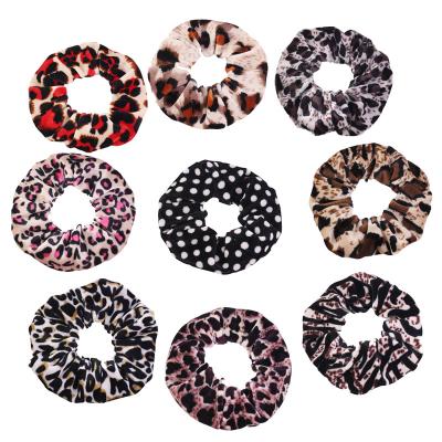 China Fashion Classic Leopard Dot Printed Hair Bands Super Precious Hair Ties For Women Girls Ponytail Holder Velvet Hair Scrunchies for sale