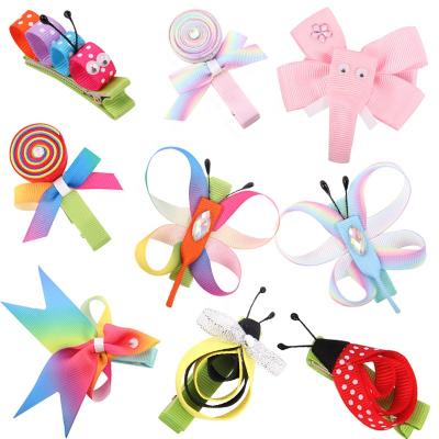 China Fashion Handmade Hair Accessories Children Fruit Butterfly Lollipop Hair Clips Cartoon Hairpins Ribbon Animal Hair Clips for sale