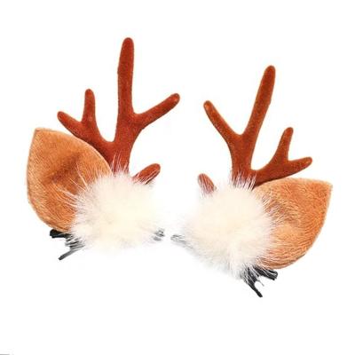 China Part A Pair Christmas Style Hairpin Hair Clips Cute Antler Hair Clips In The Shape Of Antlers Girls Hair Accessories for sale