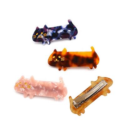 China Fashion Lovely Cat Hairpins Sweet Korean Insti Hair Clips Cute For Girls Acrylic Acetate Hair Clip for sale