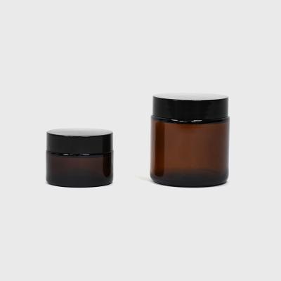 China Eco-freindly Cosmetic Amber Glass Jar With ABS Lid 30ml 100ml 250ml Customized Amber Glass Jar for sale