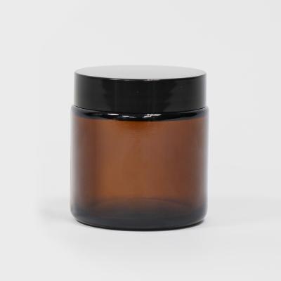 China Eco-freindly Amber Glass Cosmetic Jar with ABS Lid 30ml 100ml 250ml Customized Custom Amber Glass Cosmetic Jar Packaging for sale