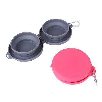 China Sustainable Collapsible Dog Bowl , Portable Collapsible Silicone Water Bowls With Carabiner Clip For Travel for sale